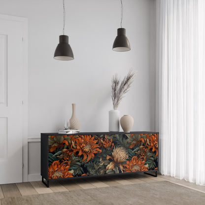 Credenza a 3 ante DAWN BLOOM in finitura nera