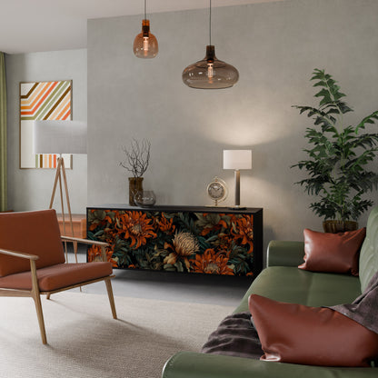 Credenza a 3 ante DAWN BLOOM in finitura nera