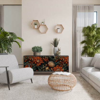 Credenza a 3 ante DAWN BLOOM in finitura nera