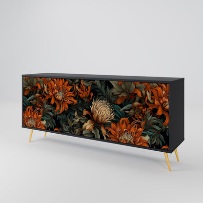 Credenza a 3 ante DAWN BLOOM in finitura nera