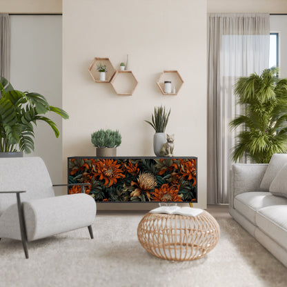 Credenza a 3 ante DAWN BLOOM in finitura nera