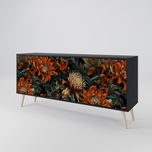 Credenza a 3 ante DAWN BLOOM in finitura nera