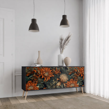 Credenza a 3 ante DAWN BLOOM in finitura nera