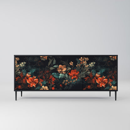 Credenza a 3 ante IMAGINARY BLOSSOM in finitura nera