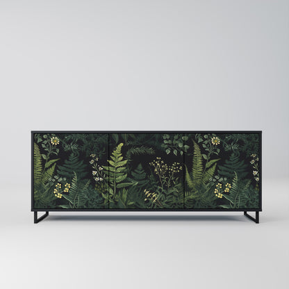 Credenza a 3 ante FERN FLOWERS in finitura nera