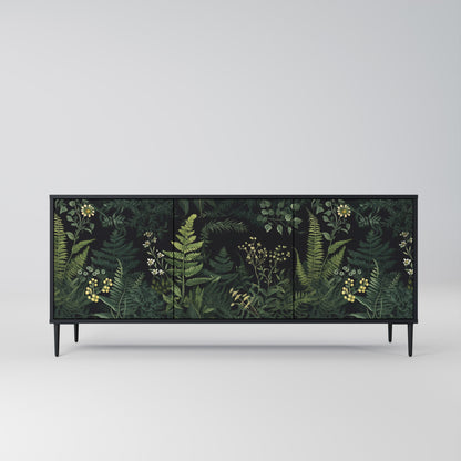 Credenza a 3 ante FERN FLOWERS in finitura nera