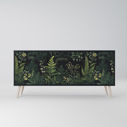 Credenza a 3 ante FERN FLOWERS in finitura nera