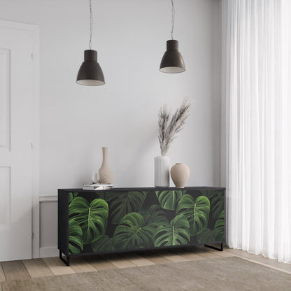 Credenza INFINITE MONSTERA a 3 ante in finitura nera