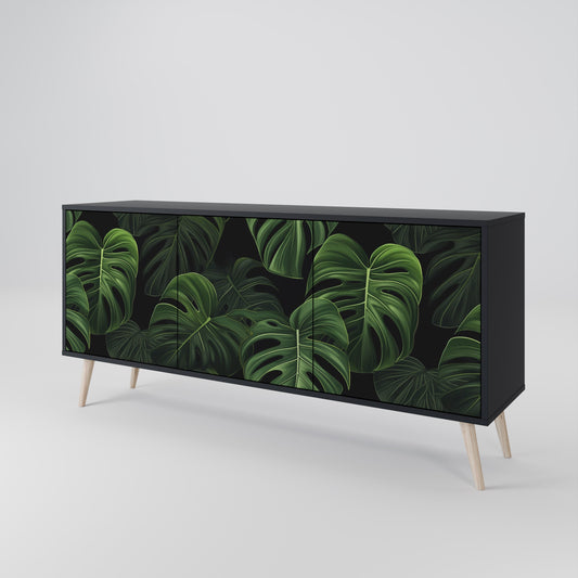 Credenza INFINITE MONSTERA a 3 ante in finitura nera