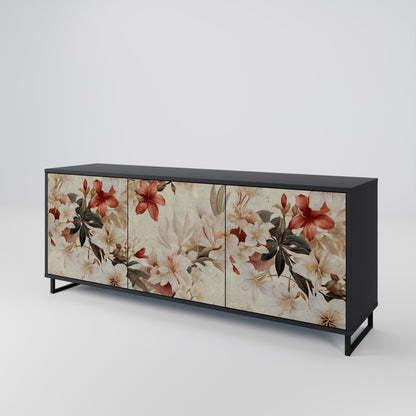 Credenza a 3 ante PETAL HARMONY in finitura nera