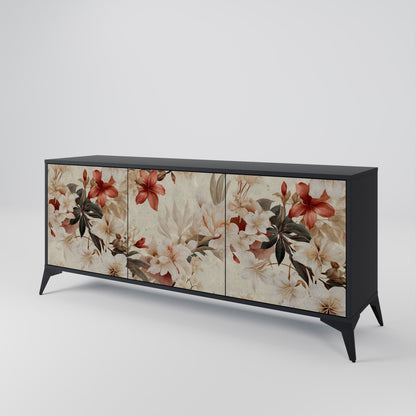 Credenza a 3 ante PETAL HARMONY in finitura nera