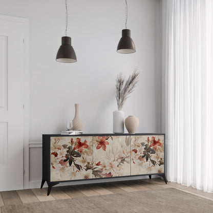 Credenza a 3 ante PETAL HARMONY in finitura nera