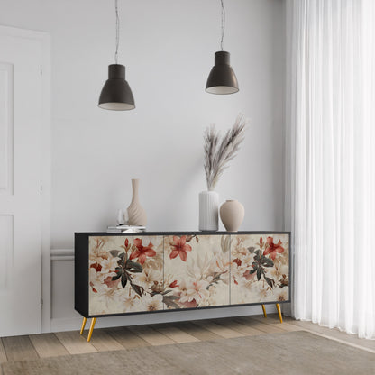 Credenza a 3 ante PETAL HARMONY in finitura nera