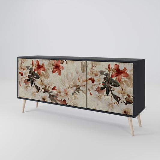 Credenza a 3 ante PETAL HARMONY in finitura nera