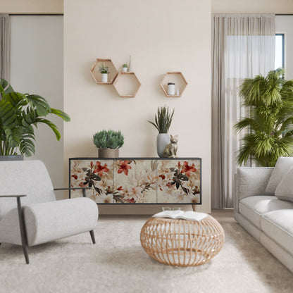 Credenza a 3 ante PETAL HARMONY in finitura nera