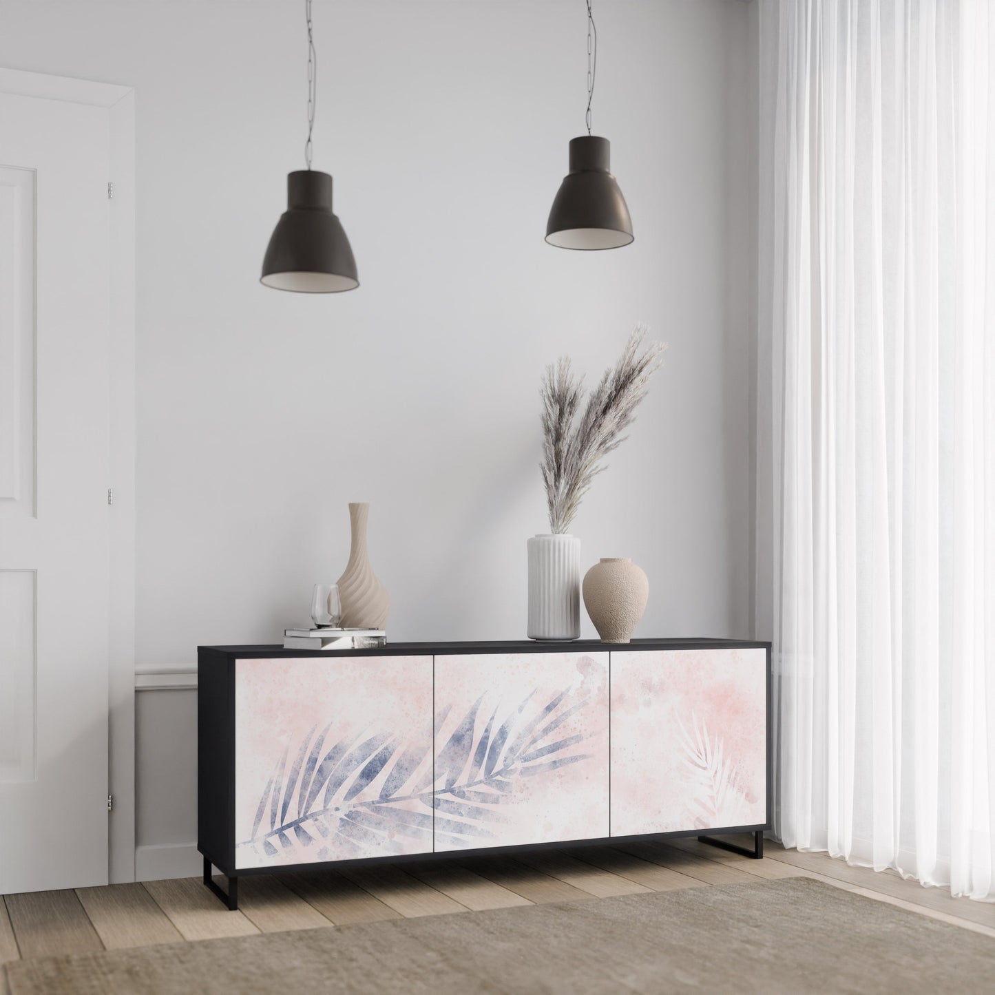 Credenza TIMELESS FLOAT a 3 ante in finitura nera