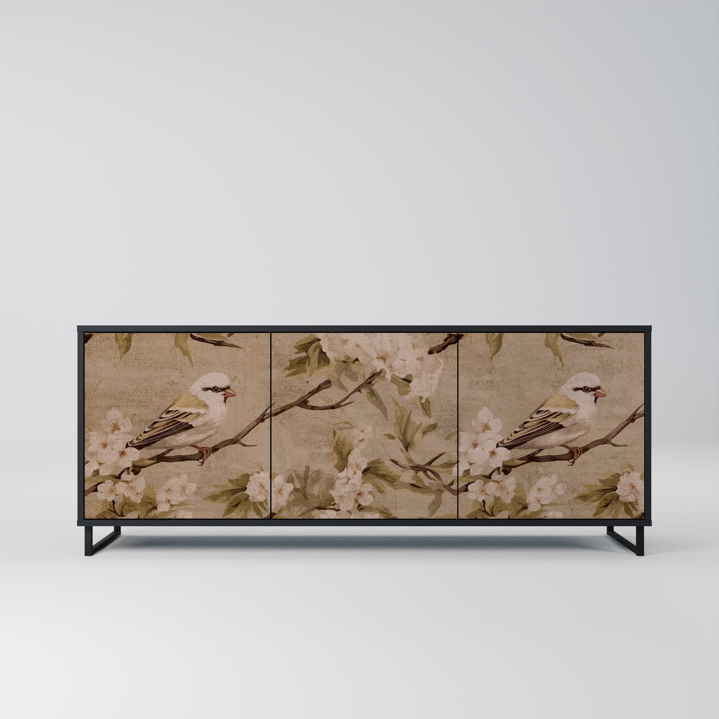Credenza PETAL DISTINGUISH a 3 ante in finitura nera