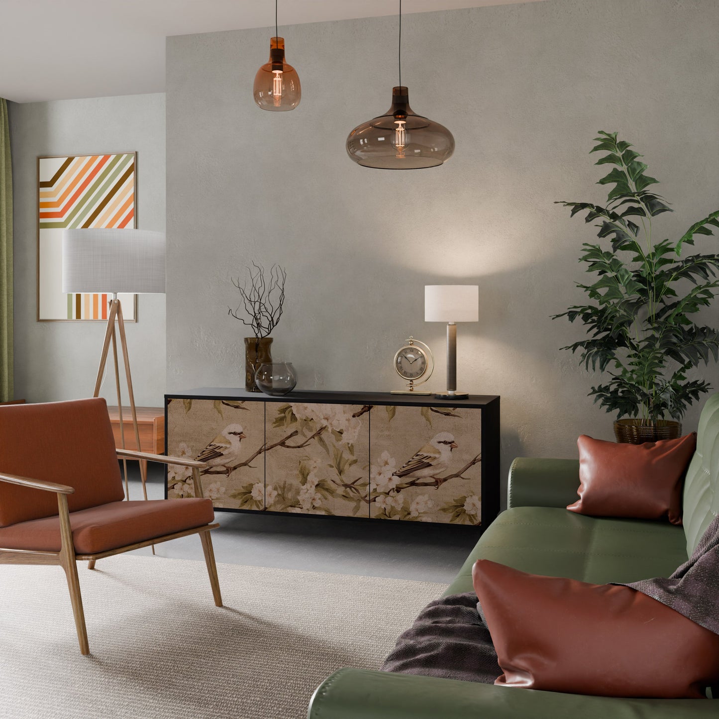 Credenza PETAL DISTINGUISH a 3 ante in finitura nera