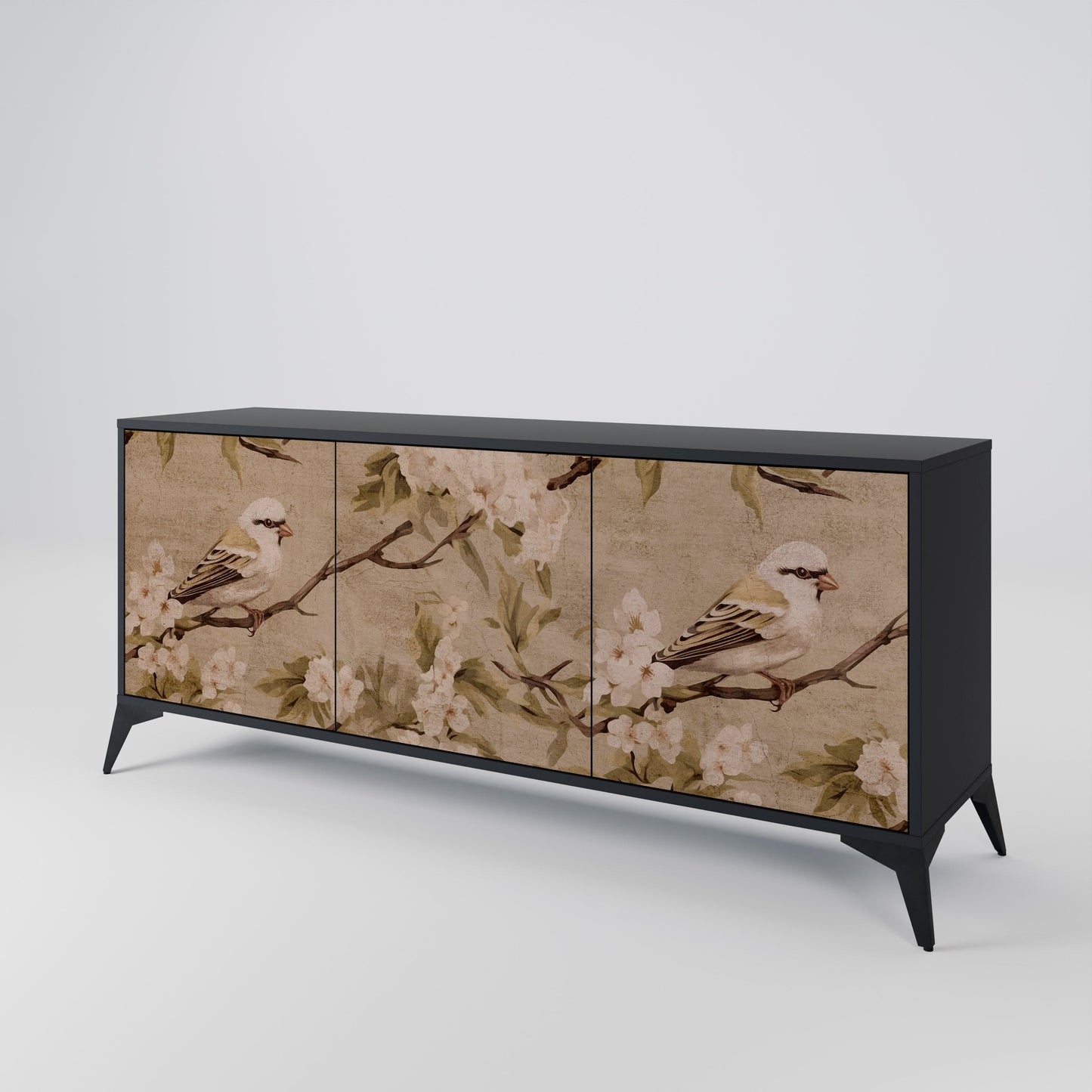 Credenza PETAL DISTINGUISH a 3 ante in finitura nera