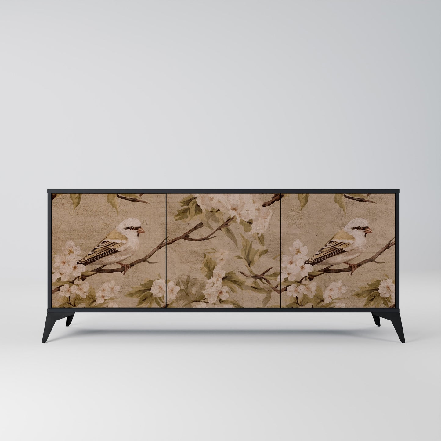 Credenza PETAL DISTINGUISH a 3 ante in finitura nera