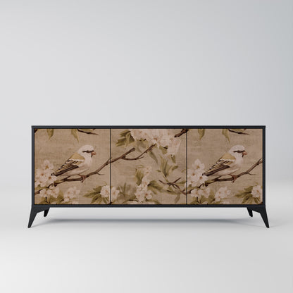 Credenza PETAL DISTINGUISH a 3 ante in finitura nera