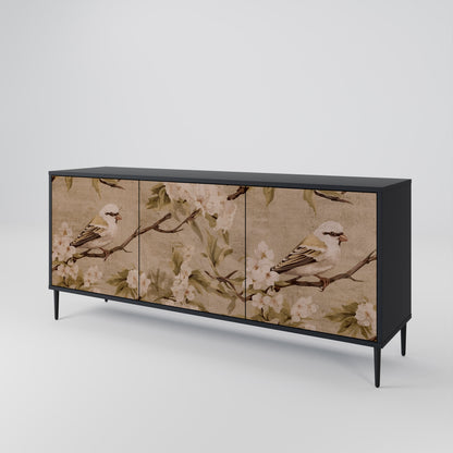 Credenza PETAL DISTINGUISH a 3 ante in finitura nera