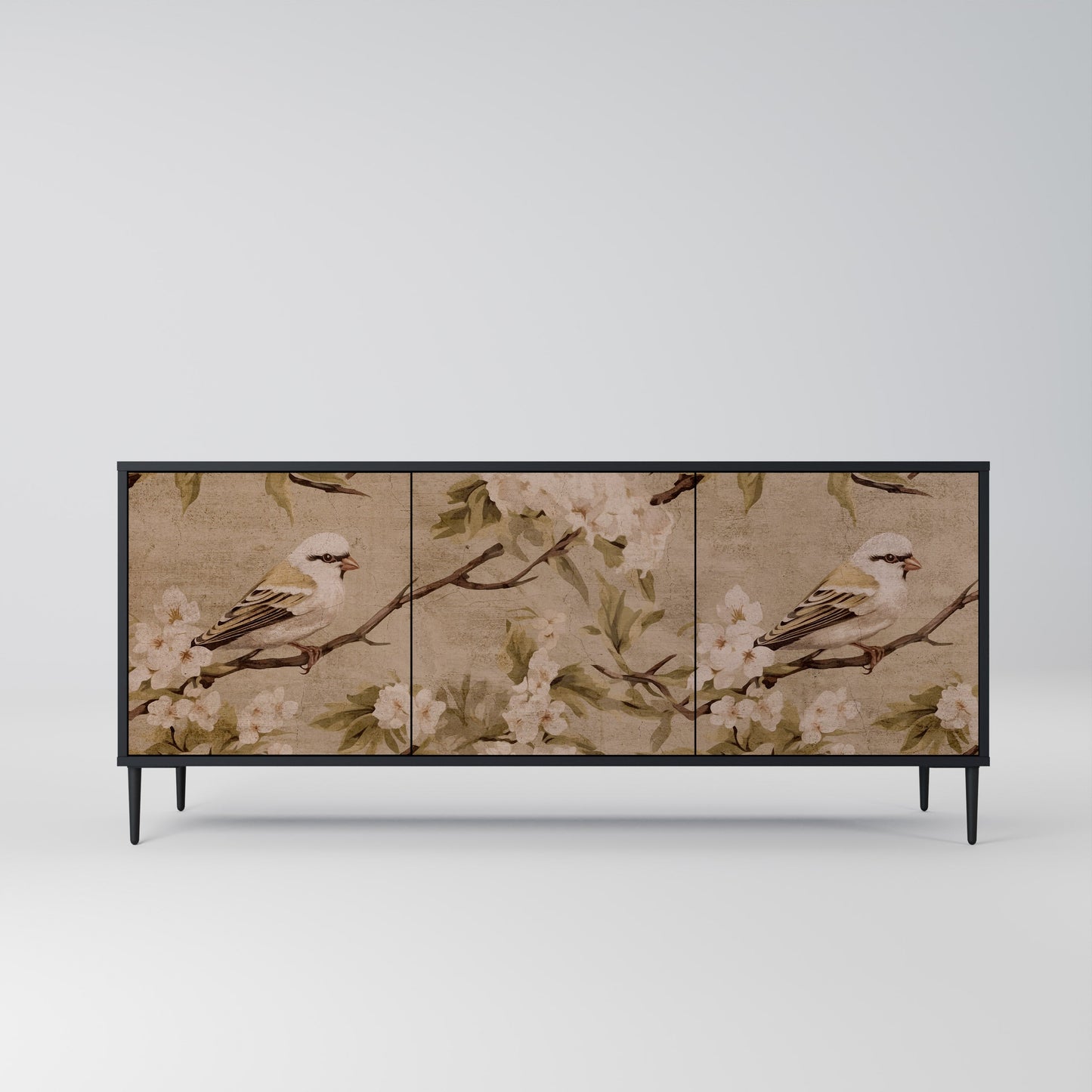 Credenza PETAL DISTINGUISH a 3 ante in finitura nera