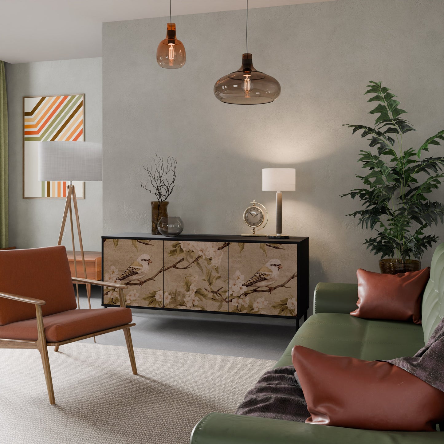 Credenza PETAL DISTINGUISH a 3 ante in finitura nera