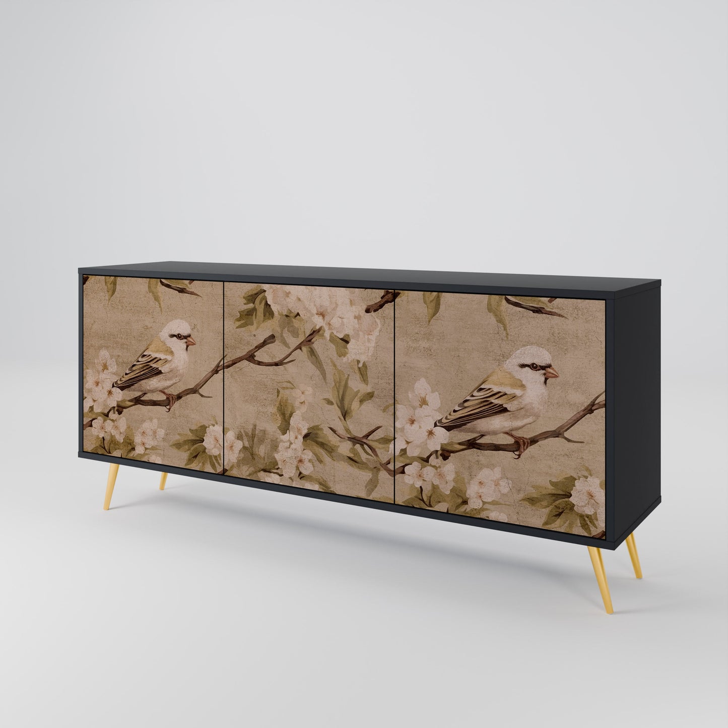 Credenza PETAL DISTINGUISH a 3 ante in finitura nera