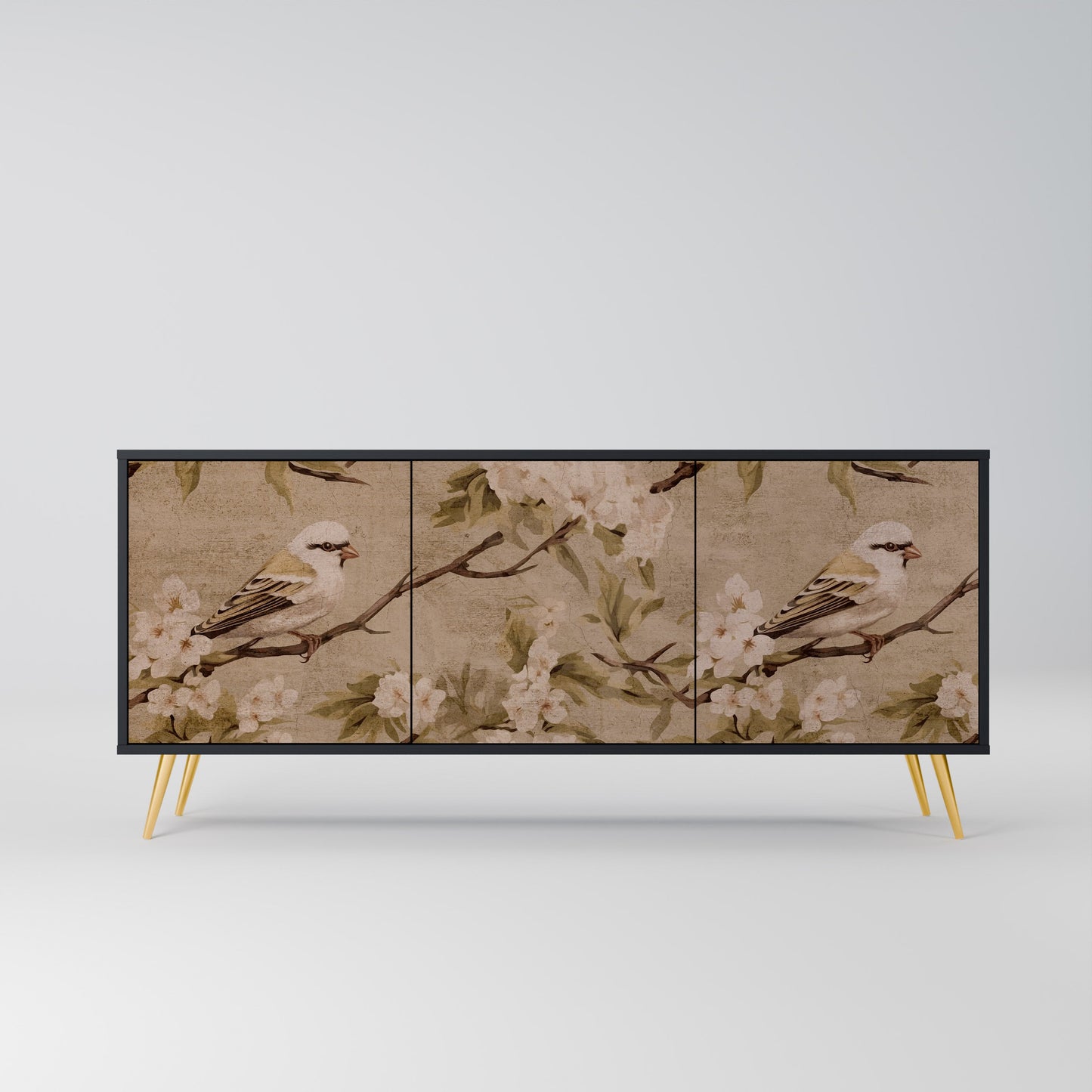 Credenza PETAL DISTINGUISH a 3 ante in finitura nera