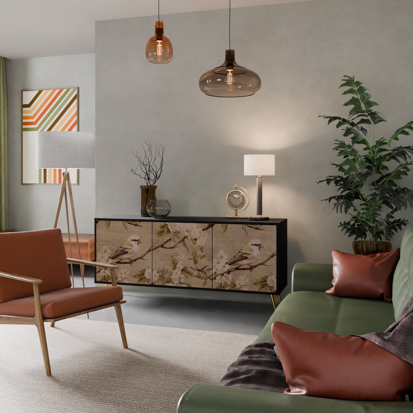 Credenza PETAL DISTINGUISH a 3 ante in finitura nera