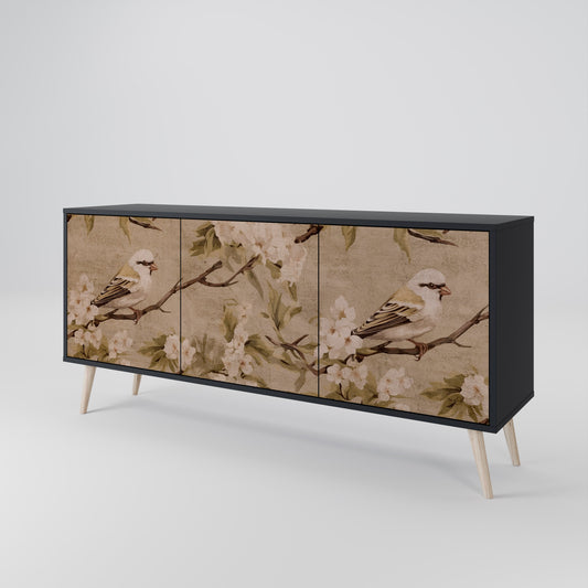 Credenza PETAL DISTINGUISH a 3 ante in finitura nera