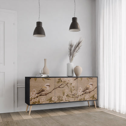 Credenza PETAL DISTINGUISH a 3 ante in finitura nera