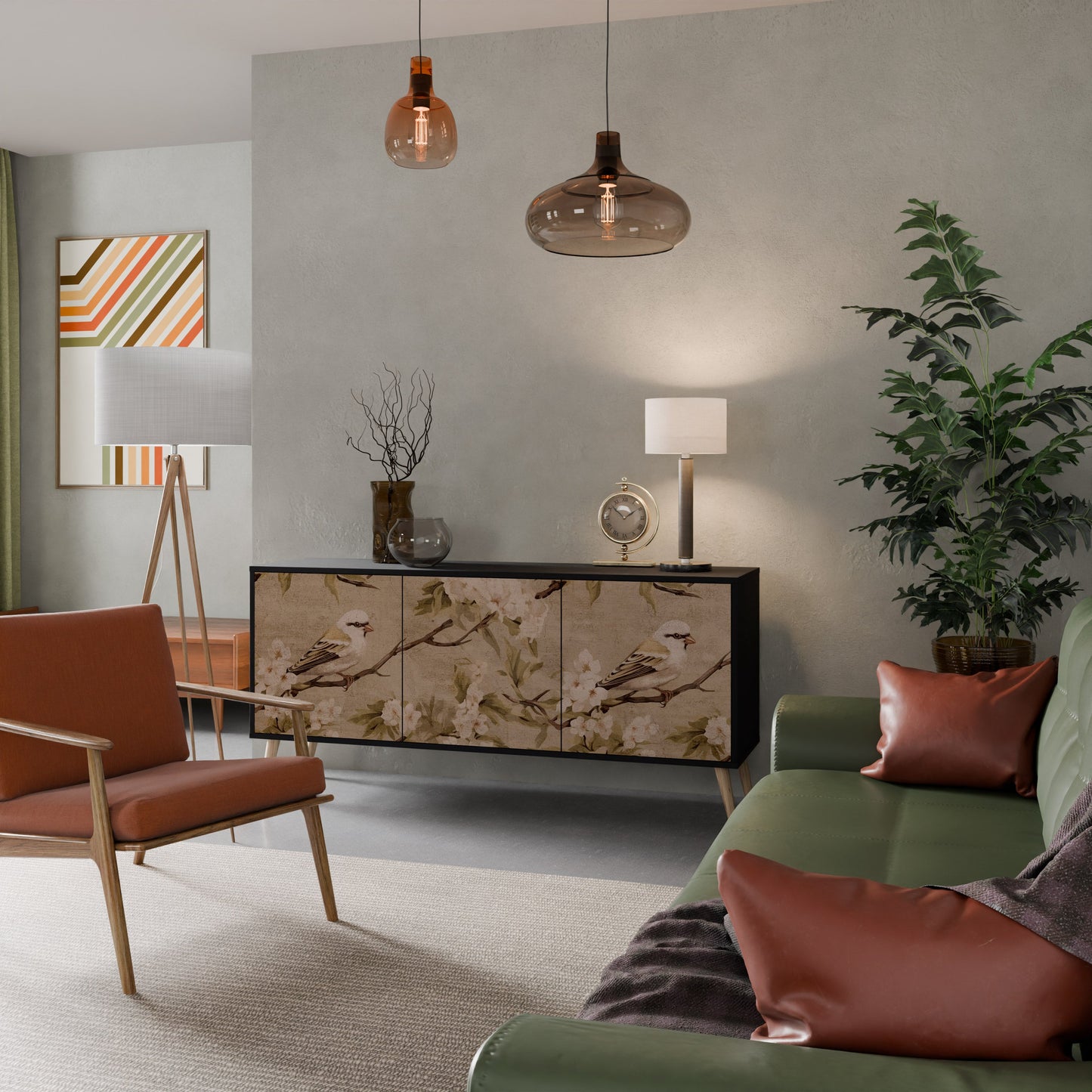 Credenza PETAL DISTINGUISH a 3 ante in finitura nera