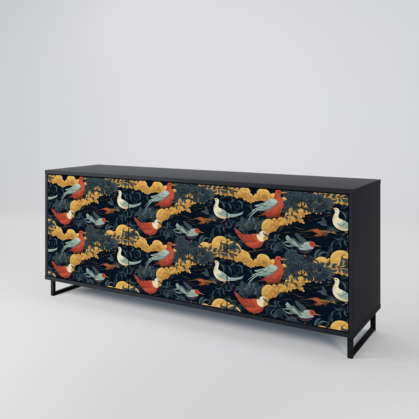 Credenza a 3 ante FOWLY DAZE in finitura nera