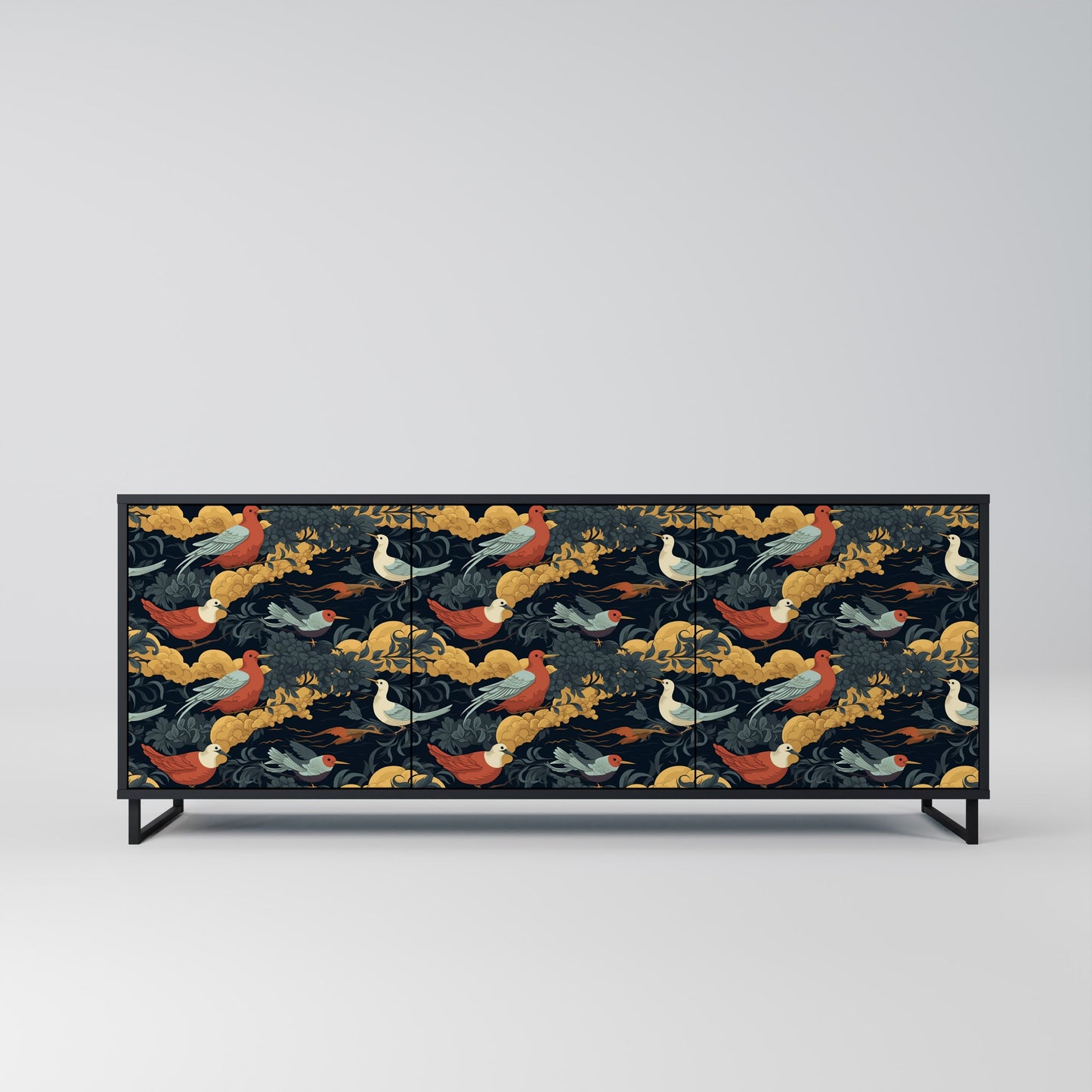 Credenza a 3 ante FOWLY DAZE in finitura nera