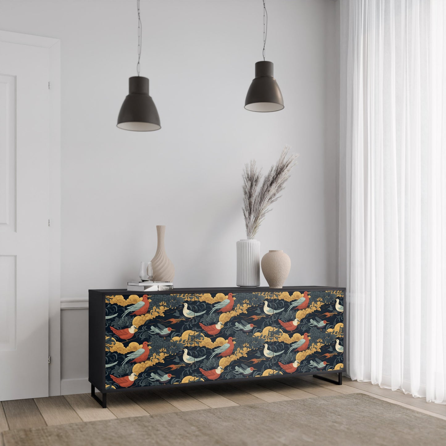 Credenza a 3 ante FOWLY DAZE in finitura nera