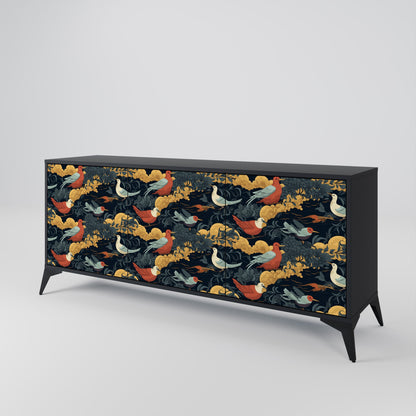 Credenza a 3 ante FOWLY DAZE in finitura nera