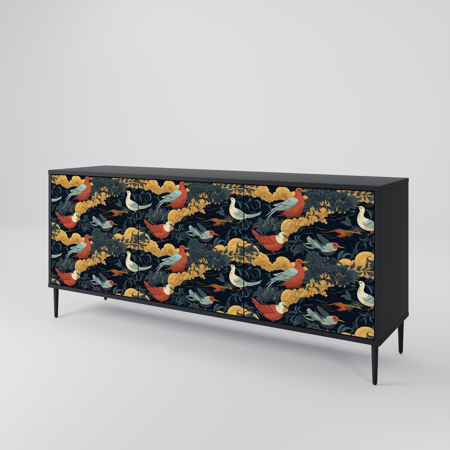Credenza a 3 ante FOWLY DAZE in finitura nera