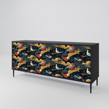 Credenza a 3 ante FOWLY DAZE in finitura nera