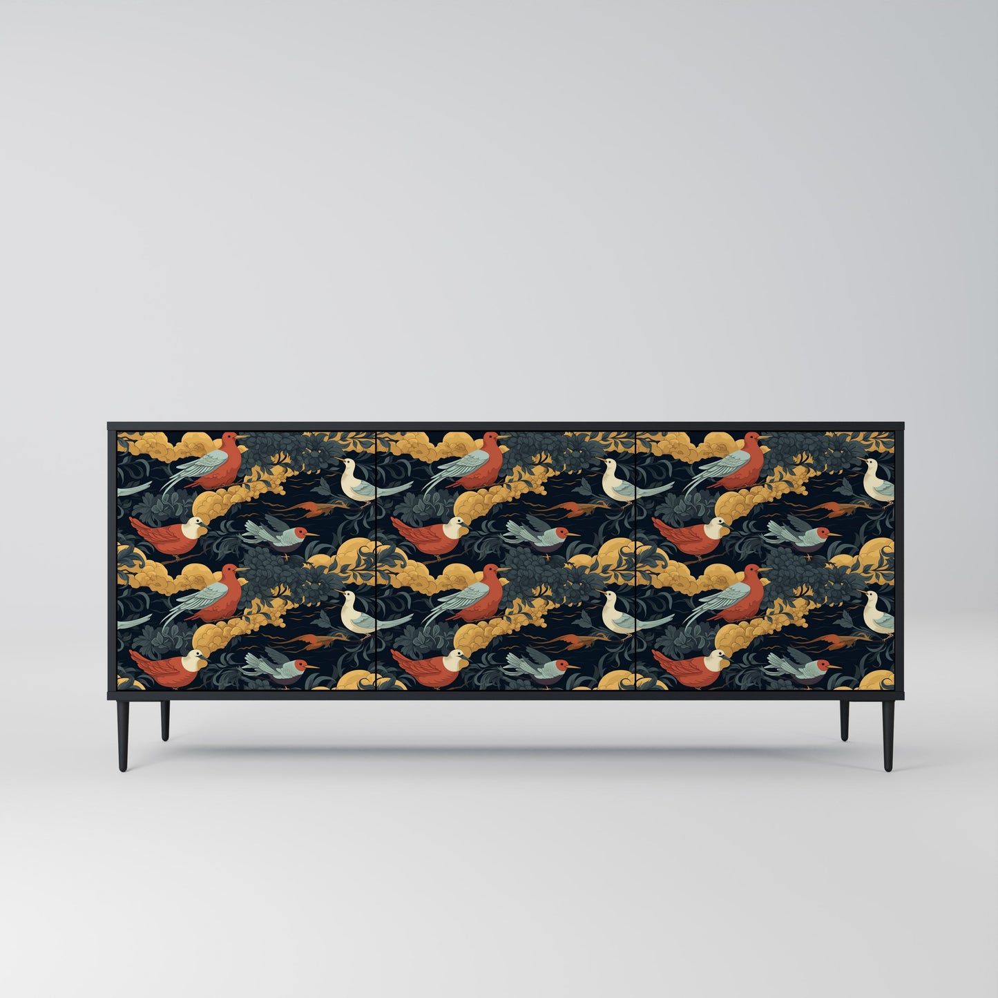Credenza a 3 ante FOWLY DAZE in finitura nera