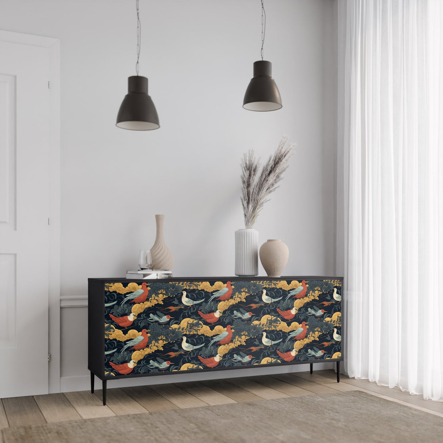Credenza a 3 ante FOWLY DAZE in finitura nera