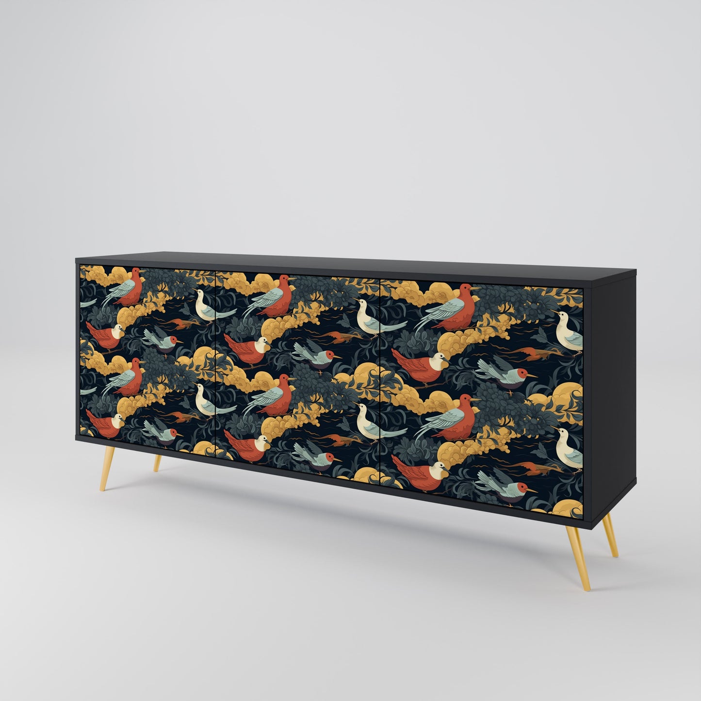 Credenza a 3 ante FOWLY DAZE in finitura nera