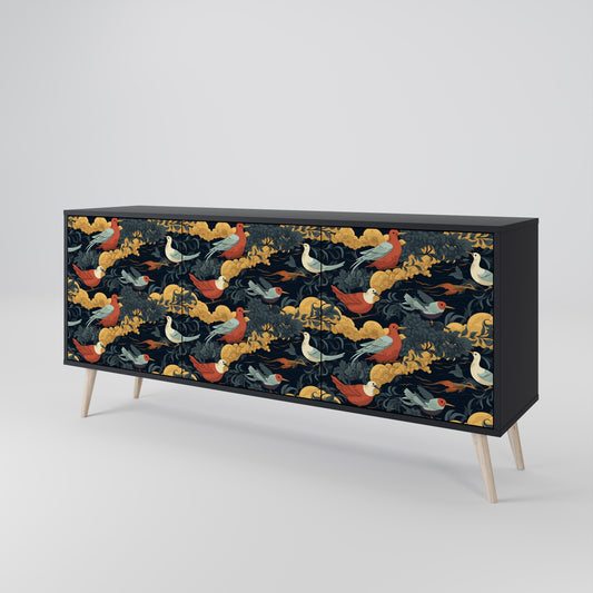 Credenza a 3 ante FOWLY DAZE in finitura nera