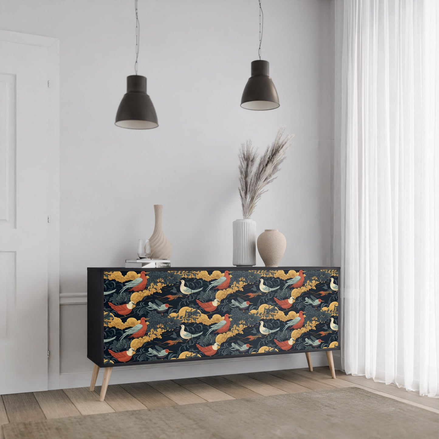 Credenza a 3 ante FOWLY DAZE in finitura nera