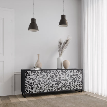 Credenza CHARCOAL SPROUT a 3 ante con finitura nera
