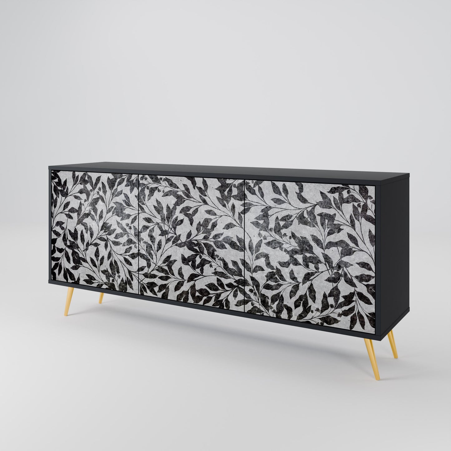 Credenza CHARCOAL SPROUT a 3 ante con finitura nera