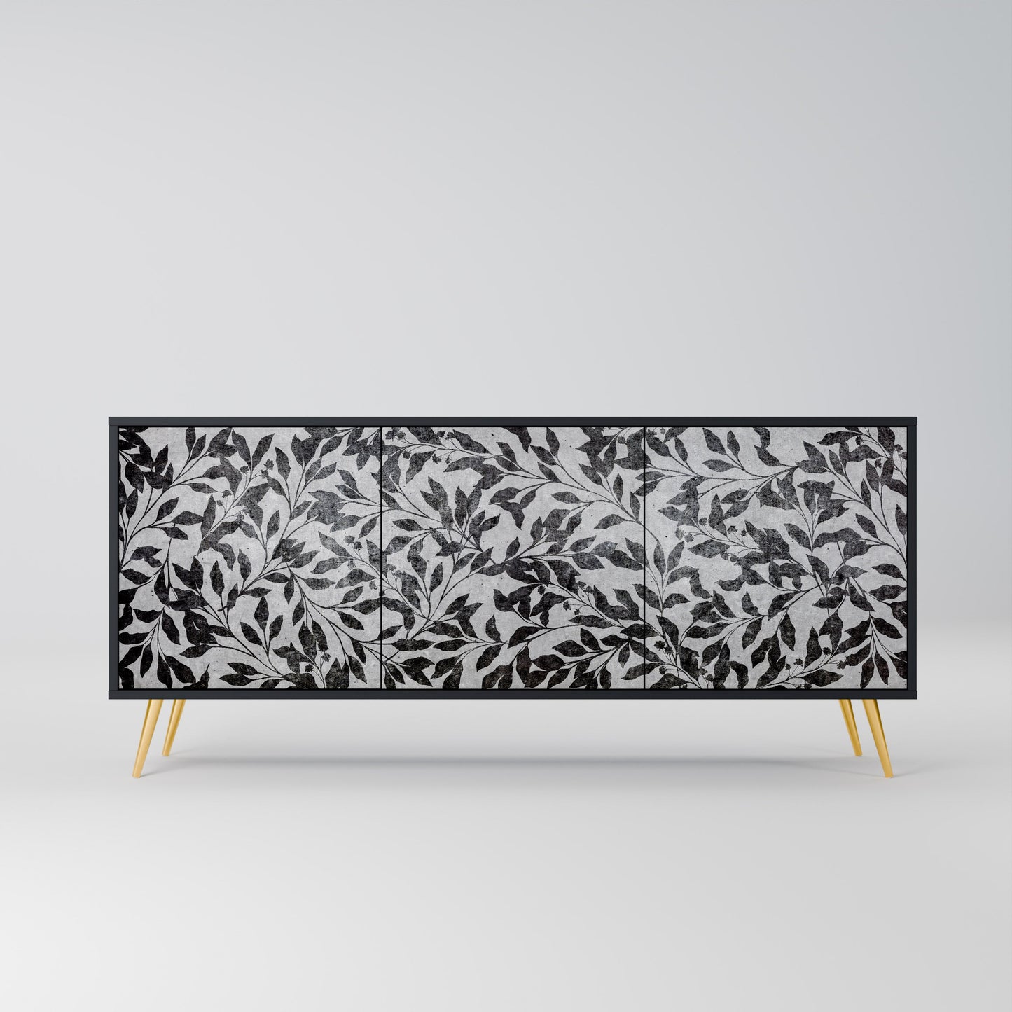 Credenza CHARCOAL SPROUT a 3 ante con finitura nera