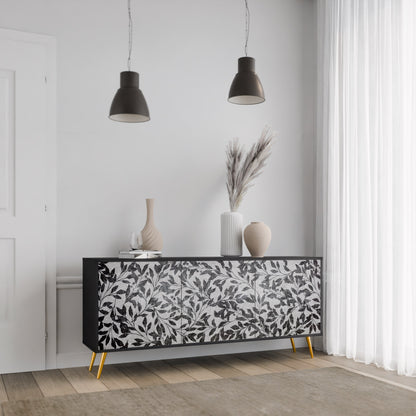 Credenza CHARCOAL SPROUT a 3 ante con finitura nera