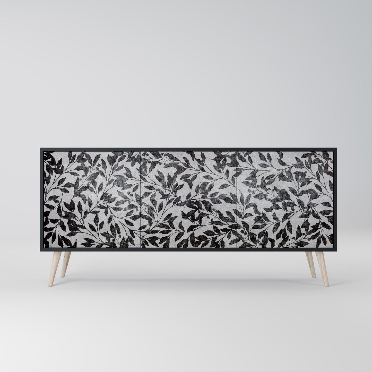 Credenza CHARCOAL SPROUT a 3 ante con finitura nera